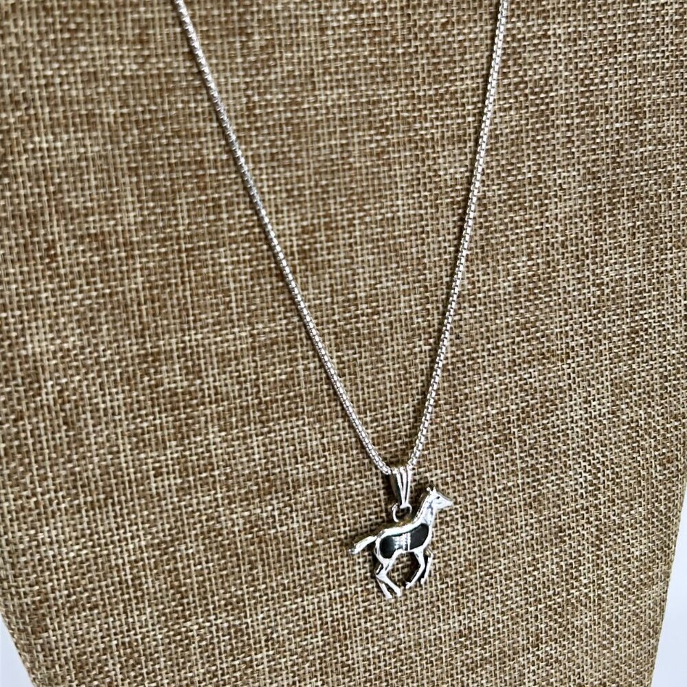 Calvin Begay Sterling Silver Horse  Necklace, 16"